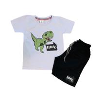 Conjunto Infantil Camiseta e Short Dino Roarr Confortável Macio