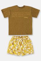 Conjunto infantil camiseta e short em microfibra amarelo