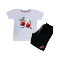 Conjunto Infantil Camiseta e Short Game Controle Jogos Confortável Macio