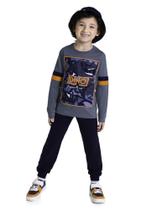 Conjunto Infantil Camiseta em Malha e Calça Jogger em Moletinho Dino - Brandili