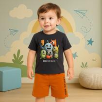 Conjunto Infantil Camiseta em Meia Malha e Bermuda em Moletom Sem Felpa KYLY 1001062