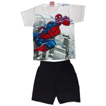 Conjunto Infantil Camiseta Homem-Aranha Spiderman e Bermuda Preta Brandili Conjunto Infantil Camiseta Homem-Aranha Spiderman e Bermuda Preta Brandili