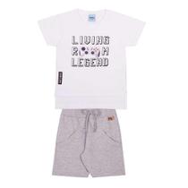 Conjunto Infantil Camiseta Long Line Bermuda Moletinho Game