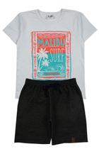 Conjunto Infantil Camiseta Malibu e Bermuda de Moletinho