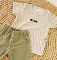 Conjunto Infantil Camiseta Manga Curta listrada Com Calça