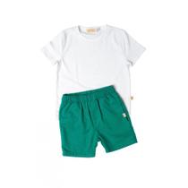 Conjunto Infantil Camiseta Masculina + Bermuda Linho Casual