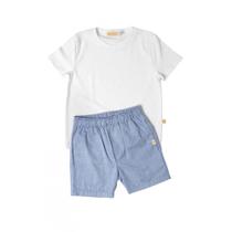 Conjunto Infantil Camiseta Masculina + Bermuda Lisa Casual