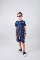 Conjunto Infantil Camiseta Meia Malha e Bermuda Folhagens Menino Rei Rex