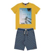 Conjunto Infantil Camiseta Meia Malha Flamê e Bermuda Moletom Conjunto Infantil Camiseta Meia Malha Flamê e Bermuda Moletom