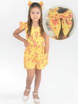 Conjunto Infantil Capivara Charmosa - Blusa e Short + Enfeite de Cabelo - Várias Cores