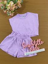 Conjunto Infantil Catavento Verão Shorts e Blusa Lilás Brilhante