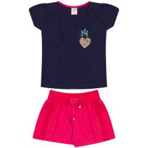 Conjunto Infantil Charme Marinho com Pink