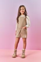 Conjunto Infantil Cindi com Blusa de Manga Longa e Vestido Xadrez com Bolsos
