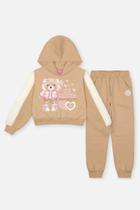 Conjunto Infantil Cinti Inverno Calça e Moletom Flanelado Bege Ursinha com Strass Conjunto Infantil Cinti Inverno Calça e Moletom Flanelado Bege Ursinha com Strass