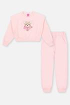 Conjunto Infantil Cinti Inverno Calça e Moletom Flanelado Rosa Ursinho Coração Conjunto Infantil Cinti Inverno Calça e Moletom Flanelado Rosa Ursinho Coração
