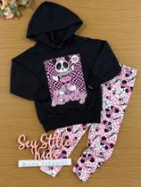 Conjunto Infantil Cinti Inverno Calça Legging e Moletom Flanelado Preto Panda Conjunto Infantil Cinti Inverno Calça Legging e Moletom Flanelado Preto Panda