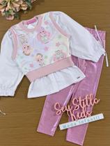 Conjunto Infantil Cinti Inverno Calça Rosa e Camisa Unicórnio