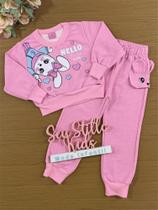 Conjunto Infantil Cinti Inverno com Calça e Casaco Rosa Coelhinha com Strass Conjunto Infantil Cinti Inverno com Calça e Casaco Rosa Coelhinha com Strass