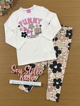 Conjunto Infantil Cinti Inverno Legging e Blusa Manga Longa Branca Floral Conjunto Infantil Cinti Inverno Legging e Blusa Manga Longa Branca Floral