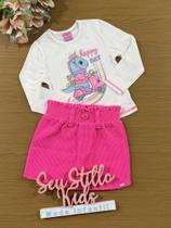 Conjunto Infantil Cinti Inverno Saia e Blusa Manga Longa Off White Unicórnio Conjunto Infantil Cinti Inverno Saia e Blusa Manga Longa Off White Unicórnio
