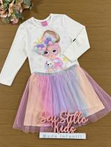 Conjunto Infantil Cinti Inverno Saia e Blusa Off White Menina Laço Conjunto Infantil Cinti Inverno Saia e Blusa Off White Menina Laço