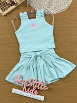 Conjunto Infantil Cinti Verão com Shorts e Cropped Azul