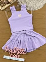 Conjunto Infantil Cinti Verão com Shorts e Cropped Lilás