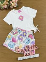 Conjunto Infantil Cinti Verão Shorts e Blusa Florzinha Feliz