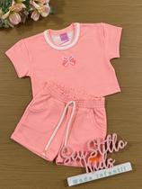 Conjunto Infantil Cinti Verão Shorts e Blusa Laranja Borboletinha