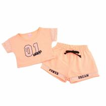 Conjunto infantil color mini blusa estampa 01 + shorts