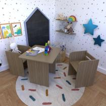 Conjunto Infantil com 1 Mesa e 2 Banquetas Carvalho Mel