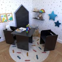 Conjunto Infantil com 1 Mesa e 2 Banquetas Preto