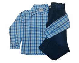 Conjunto infantil com calça jeans e camisa xadrez May