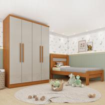 Conjunto Infantil com Cama 100% MDF e Guarda-Roupa Harmonia Espresso Móveis