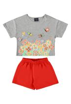 Conjunto Infantil com Cropped e Short Guloseima