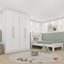 Conjunto Infantil com Guarda-Roupa e Cama 100% MDF Harmonia Espresso Móveis Neve