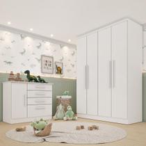 Conjunto Infantil com Guarda-Roupa e Cômoda Harmonia Espresso Móveis Neve