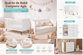 Conjunto Infantil Cômoda e Berço Ayla Branco - Phoenix Baby
