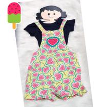 Conjunto infantil composto por Jardineira Melancia e Camiseta Lisa - Elian