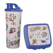 Conjunto infantil copo com bico e sanduicheira futebol da tupperware Conjunto infantil copo com bico e sanduicheira futebol da tupperware