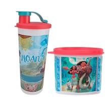 Conjunto infantil copo com bico moana com redondinha tupperware