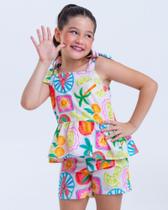 Conjunto Infantil Coqueiros Short e Blusa com Babado