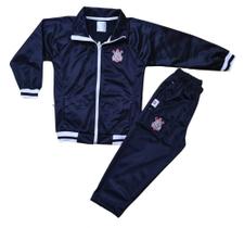Conjunto Infantil Corinthians Agasalho Jaqueta e Calça Preto