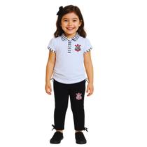 Conjunto Infantil Corinthians Feminino Camiseta Polo e Calça Conjunto Infantil Corinthians Feminino Camiseta Polo e Calça