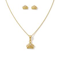 Conjunto Infantil Coroa Rainha - Banhado em ouro 18k Conjunto Infantil Coroa Rainha - Banhado em ouro 18k