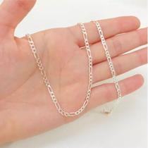 Conjunto Infantil Corrente Pulseira 3 E 1 Prata Legitima 3mm