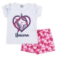 Conjunto Infantil Cotton Unicorn Turminha & Cia 31220 Branco