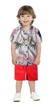Conjunto Infantil Criança Menino Havaí Short + Blusa Florida