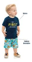 Conjunto Infantil Criança Menino Short+camiseta Meu 1º Verão Conjunto Infantil Criança Menino Short+camiseta Meu 1º Verão