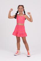 Conjunto Infantil Cropped Saia Florido Laranja Conjunto Infantil Cropped Saia Florido Laranja